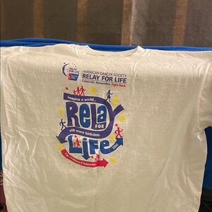 Anvil White Kids Relay For Life T-Shirt with Multicolor Graphic